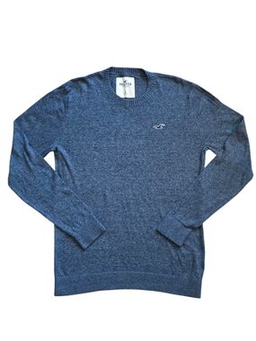 Hollister Medium Blue Heather Crewneck Knit Sweater Classic Y2K 90'S